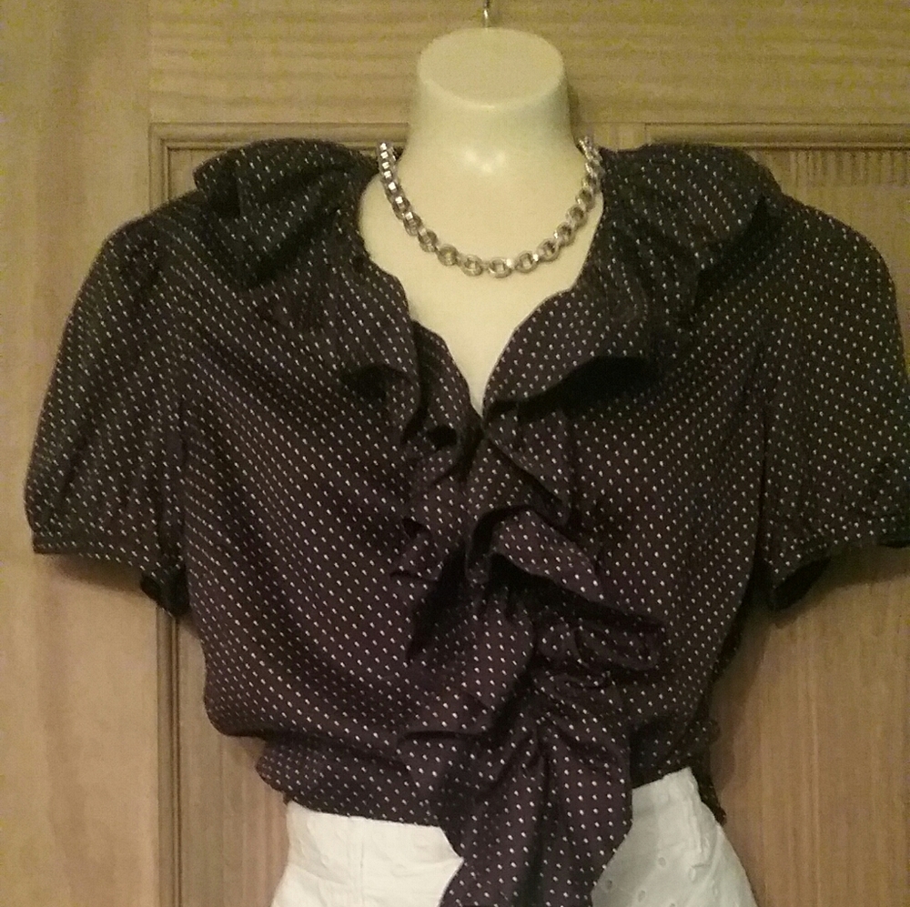 Charming Lauren Ralph Lauren Brown Polka Top